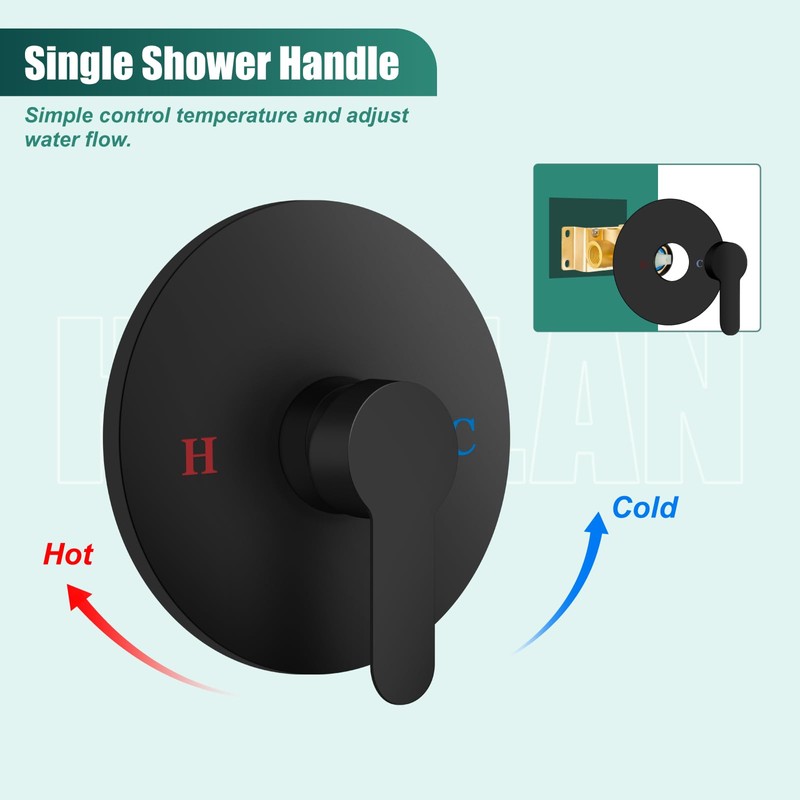 Heyalan Bathroom Shower Valve Mixer Single-Function Single Handle Trim Kit