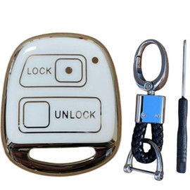 YESprime External Key Case Cover TPU Toyota Daihatsu Harrier RAV4 Tanto Move Alphard Noah Voxy White 2 Buttons