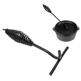 7.7 Inch Dutch Oven Lid Lifter With Spiral, 19.5cm Cast Iron Dutch Oven Lid Lifter with Spiral Handle for Outdoor Cooking Accessories, Black Finish