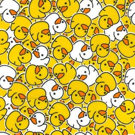 Polycotton Fabric Tossed Rubber Ducks Animals Kids Childrens (per metre)