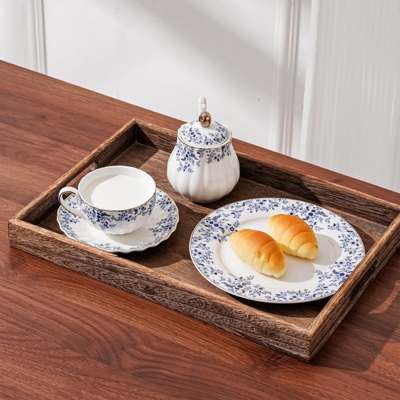 Ceramic Dessert Plates Set of 4，Small Dinner Plates for Snacks,