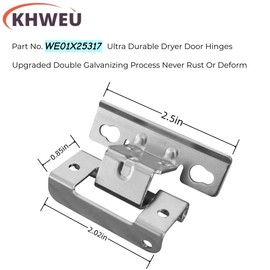 【Galvanized Ultra Durable】 2-Pcs WE01X25317 OEM Genuine Dryer Door Hinges with Installation Tools