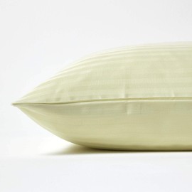 HOMESCAPES Damast Kissenbezug 40x40 cm lindgrün mit Satin-Streifen & Reißverschluss, 100% ägyptische Baumwolle, Fadendichte 330