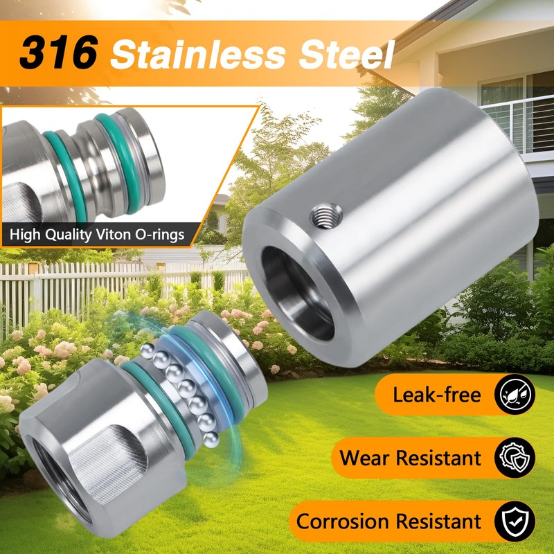 RUHUALIFE Upgraded 1/2"NPT High-Pressure Stainless Steel Swivel Joint for Hose