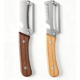 Pelador Multifuncional De Verduras - Herramienta De Cocina 3 En 1, Pelador Y Cuchillo Para Frutas Y Verduras, Rayador Y Abridor De Botellas Con Mango De Madera Ergonómico Para Uso Doméstico
