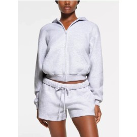 Skims Cotton Fleece Boyfriend Short Light Heather Grey Size Extra Large