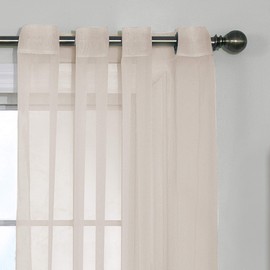 CURTAIN FRESH Arm and Hammer Modern Odor Neutralizing Sheer Voile Light Filtering Grommet Window Curtains for Bedroom or Living Room (Single Panel), 59" x 108", Ivory