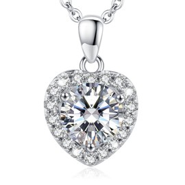 LAVUMO Dancing Moissanite Necklace Women's Silver 925.1 Carat VVS1 Moissanite Pendant Brilliant Jewellery Gifts for Girlfriend Wife Mother for Birthday Anniversary Christmas Valentine's Day,