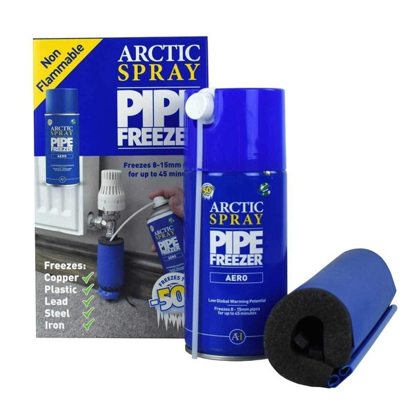 Arctic Hayes ZEK1 Aero Disposable Pipe Freezing Kit with 1 Freezing Jacket for Plumbing Installation, Repair & Maintenance. Freezes Plastic & Metal Pipes (8-15mm), Blue