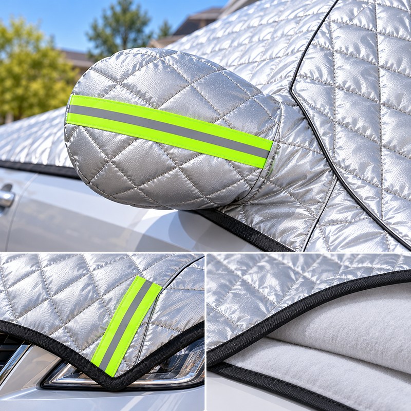 Quilted Car Snow Cover for Outdoor Parking – Silver Protective