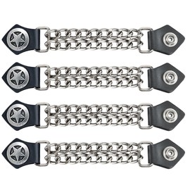 Dream Apparel Faux Leather Motorcycle Vest Extender for Men Biker Double Diamond Cut Chrome Chain 4PCS Per Set