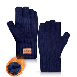 DOVAVA Gloves Men Women Winter Gloves Touch Screen Thermal Knitted Gloves with Soft Inner Lining for Running Cycling Leisure Outdoor, blue half