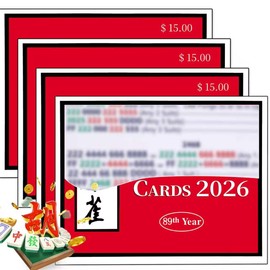 Mahjong Cards 2026,2026 American Mah Jong Rule Cards, Large Print Easy to Read Mahjong Standard Hands & Reference Cards, 4-Pack