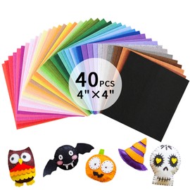 VieFantaisie 40 PCS Felt Sheets - Assorted Colors, 4" x 4", 1mm Thick, Ideal for DIY Crafts, Patchwork, Decoration & School Projects