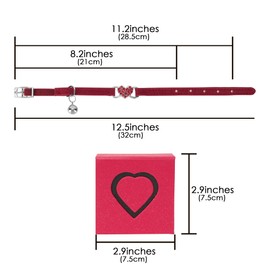 TOCCOOL Ruby Cat Collar - Diamond Cat Collar Heart Shape Glitter Cat Collar with Adjustable Bell Gift Box for Cat (PU)