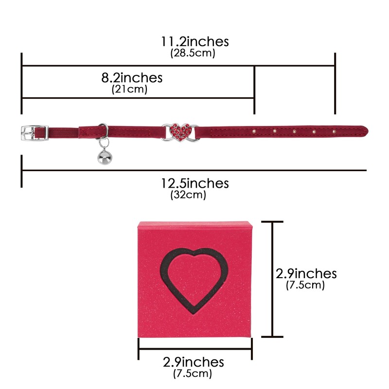 TOCCOOL Ruby Cat Collar - Diamond Cat Collar Heart Shape