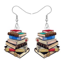 BONSNY Dangle Novelty Funny Teacher Book Pencil Earrings Acrylic Back to School Jewelry For Women Gifts Charms (Mixedcolor)