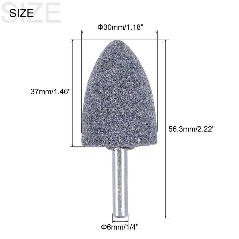 sourcing map Abrasive Mounted Stone 1/4" Shank 1.18" Dia Conical