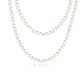 Pearl Necklace for Women Pearl Choker Necklace Layered Pearl Necklace Pearl Beaded Necklace Bridal Wedding Jewelry Birthday Christmas Gifts for Women (6mm)