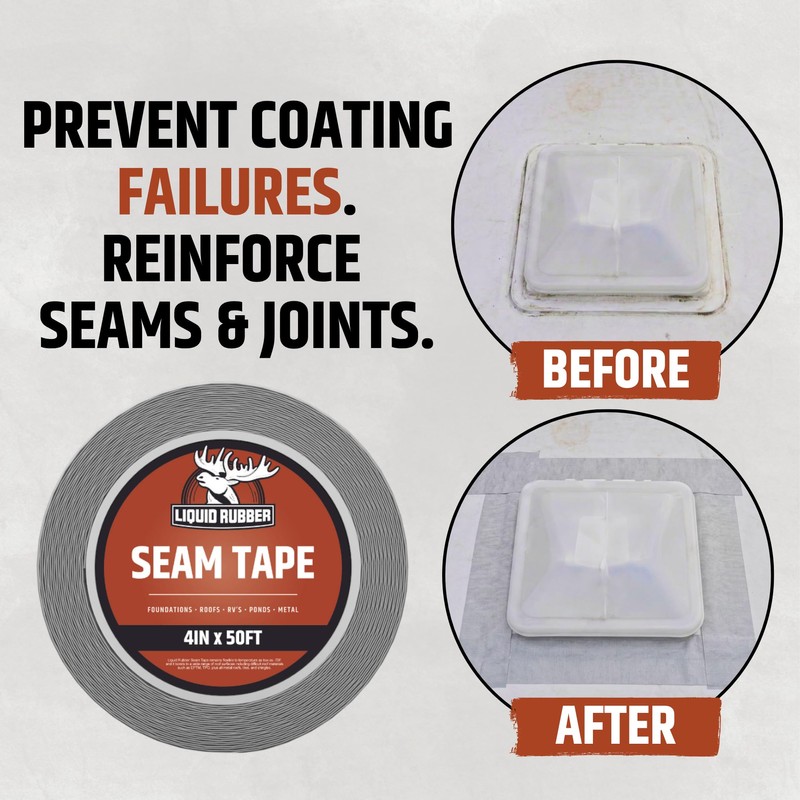 Liquid Rubber Waterproof Seam Tape, Multi-Surface Butyl Tape, 4 in