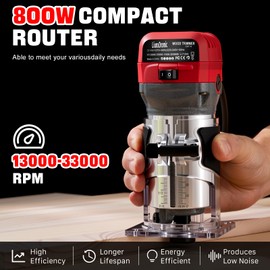 Router Tool 800W 13000-33000 RPM 6 Variable Speeds Wood Router for Woodworking Tools Compat Router Plunge Router Trim Router with 12pcs 1/4" Router Bits 31000r/Min 120V,Tool Box(US6)