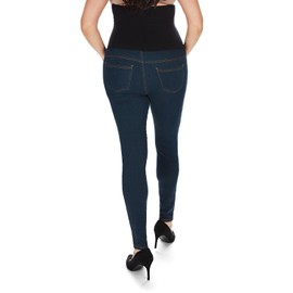 MeMoi Women's Denim Rayon Blend Back Boning Support Maternity Leggings Denim Medium