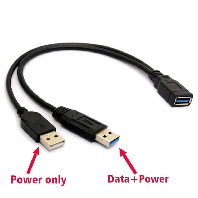 ALINNA Black USB 3.0 Female to Dual USB Male Extra