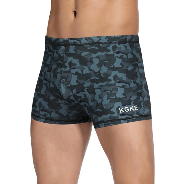 KGKE Men's Square Leg Swimming Jammer Shorts UPF50+,Men Swimsuit Swim