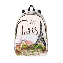 GVGOAGL Stylish School Backpack For Girls Boys Women Lightweight Canvas Laptop Bookbag Casual Daypack For Travel Work Hiking, Romantic Paris Eiffel Tower, Small, Daypack Backpacks