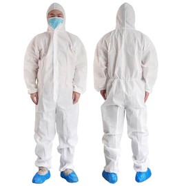 keebomed Hazmat Suits Hooded Coveralls Disposable Chemical-Resistant, Elastic, Unisex-Adult Industrial (25, White, 2XL)