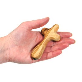 Wood Cross.Olive Wood Holding Cross. Comfort Cross. Supplied on Card with Prayers, exactly as shown, only from St Joseph's Catholic Giftshop