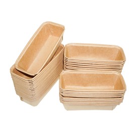 Lxmxgk 50Pcs Rectangle Paper Loaf Pans for Baking, Disposable Microwave Oven Freezer Safe (Large)