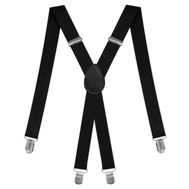 Braces for Men, Extra Strong with Very Strong 4 Metal Clips, X-shaped Straps, Elastic and Adjustable, Great Fit for Men and Women, One Size, black