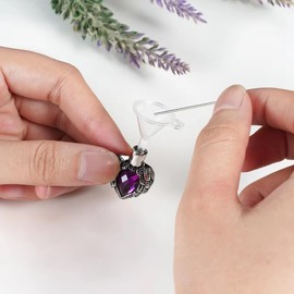 Collar Dije Corazon Cristal Relicario Alas De Angel Vintage Acero Inoxidable (Rojo)