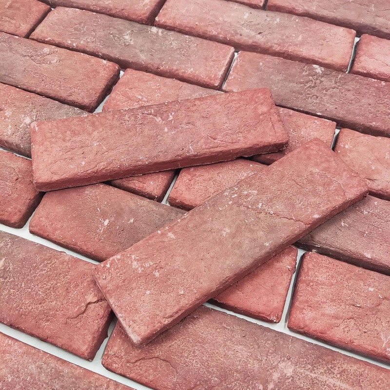 Jusmioke 40 Pcs Red Thin Brick Veneers, 2.4" x 7.9"