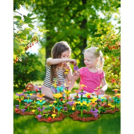 Funsland Flower Garden Building Toys for Girls: 322 PCS Kids Gardening Kit Set Gifts for 3 4 5 6 7 Year Old Toddler