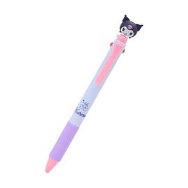 Sanrio EnerGel 2-Color Ballpoint Pen with Mascot, Kuromi, ABS Resin, 0.5mm, Ink Colors: Black, Red, Writing Instrument 114421