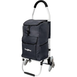 UTROLLEY Ultra-Lightweight Foldable Stair-Climbing Shopping Cart for Groceries - 42L Capacity, Six Wheels, Removable Insulated Bag, Durable Aluminum Frame,Multi-Function Personal Hand Truck, Black