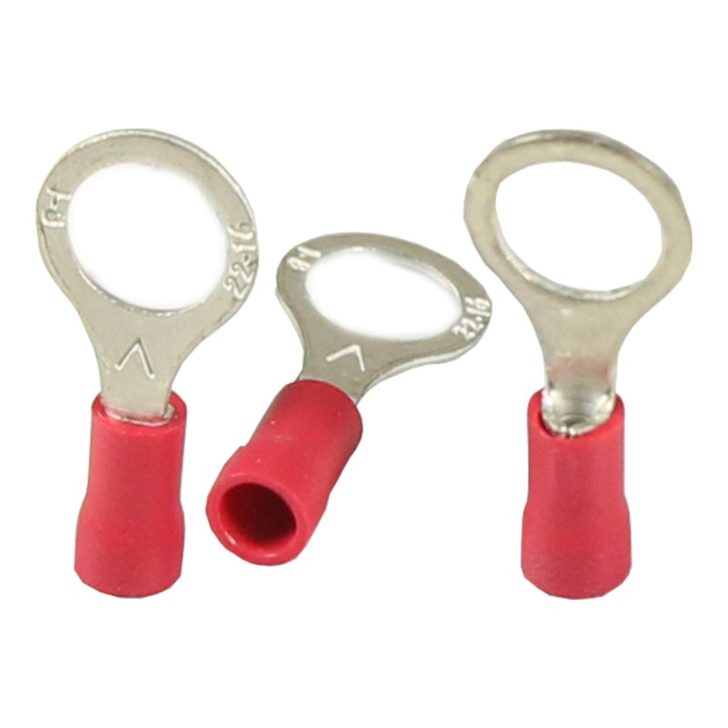 WeltiesSmartTools 10 Insulated Ring Cable Lugs M4 Red Insulated Crimp