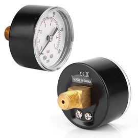 Axial Pressure Gauge, Brass Components 1/4 BSPT Pressure Durability for Gas for Air for Water(0-100psi 0-7bar)