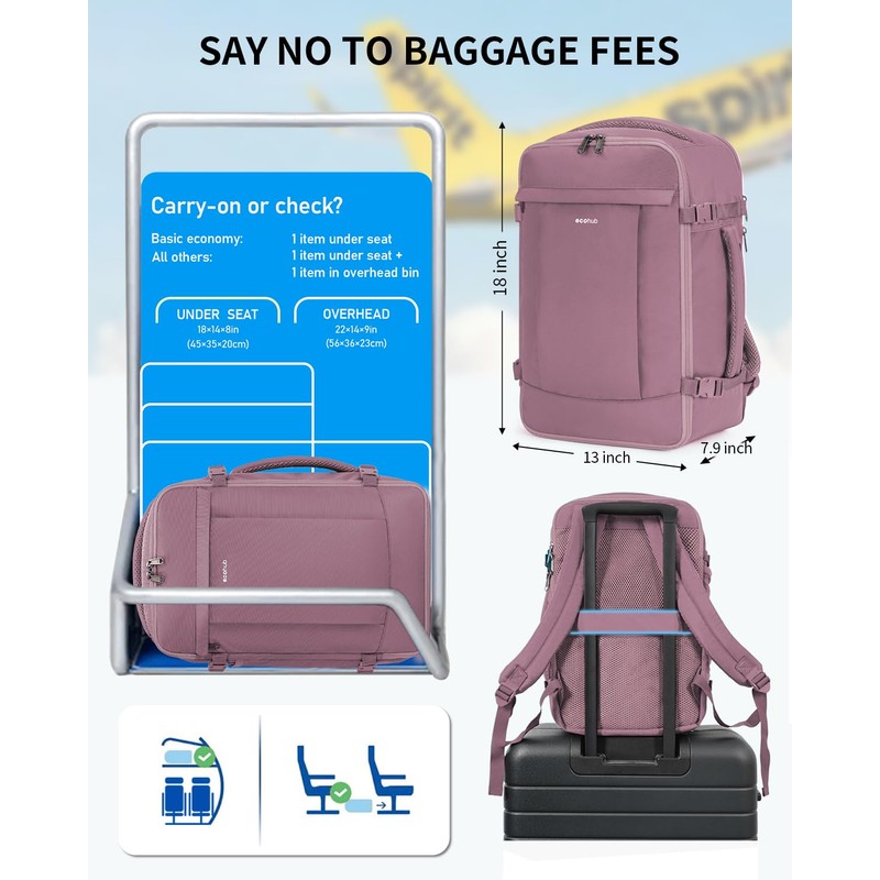 ECOHUB Travel Backpack for Women, Carry on Backpack with USB