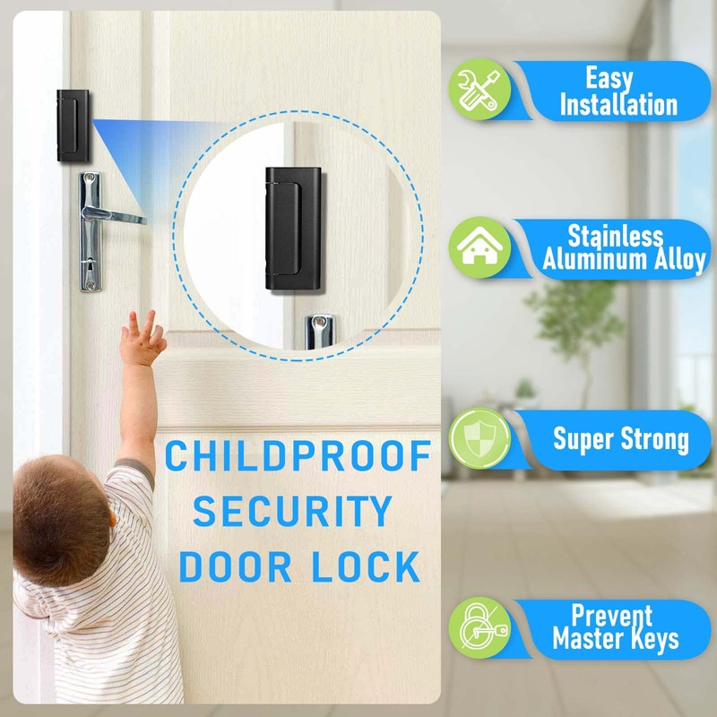 Steinwhale 2Pack Home Security Door Reinforcement Lock, Childproof Safety Door