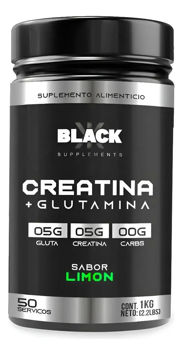 Black Creatina  Glutamina 1 Kg 50 Servicios Varios Sabores