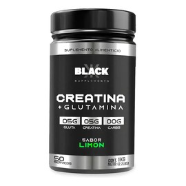 Black Creatina  Glutamina 1 Kg 50 Servicios Varios Sabores