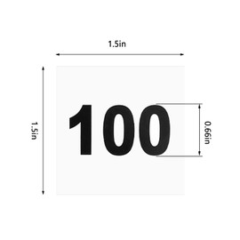 Number Stickers 1-100, White Vinyl Consecutive Number Stickers 1.5-inch Self Adhesive Number Labels Waterproof Square Decal for Indoor Outdoor Storage Classification Organizing Boxes Lockers