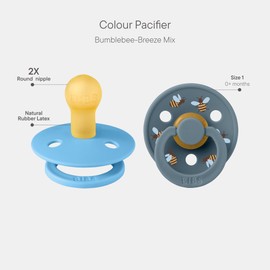 BIBS Colour Studio Pack of 2 BPA Free Cherry Shape Nipples Natural Rubber/Latex, Made in Denmark, Size 1 (0-6 Months), Breeze/Petrol