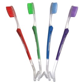 Cepillo de dientes de ortodoncia (juego de 4) cepillo de doble extremo con cabeza interproximal para limpiar aparatos ortopédicos
