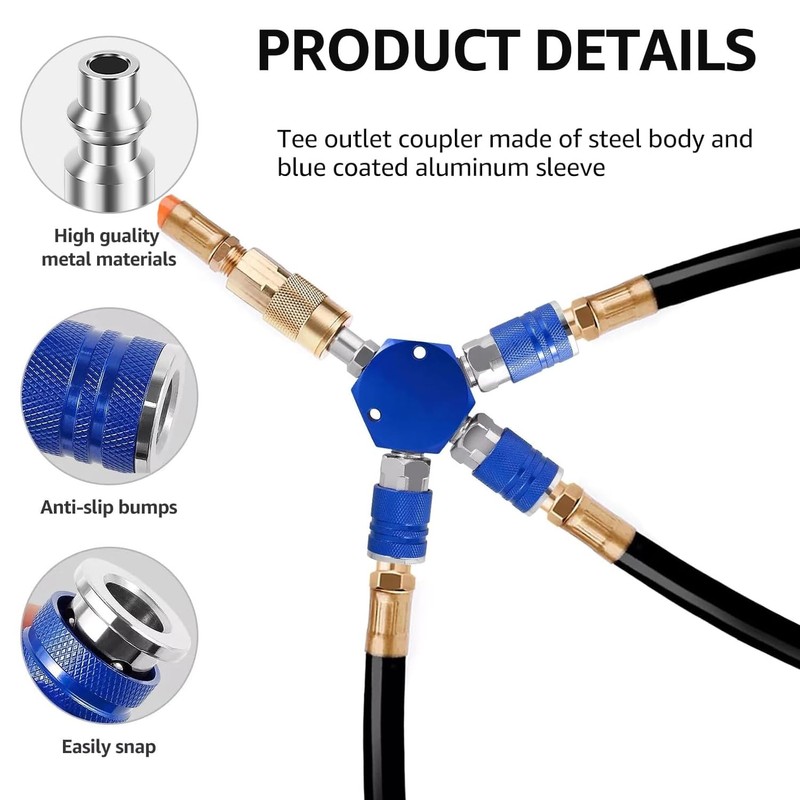 BEANPRECOY 3 Way Air Hose Splitter, Quick Connect Air Hose