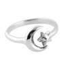 Sterling Silver Adjustable Crescent Moon and Star Ring