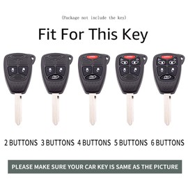 ontto luminous car key fob cover fit for Jeep Commander Compass Grand Cherokee Wrangler 2007-2012 for Chrysler Dodge key holder Metal Smart Shell case keyring keychain Accessories 4 buttons Red